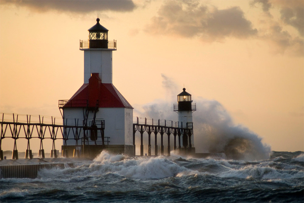 Frozen St. Joseph North Pier on Lake Michigan, USA - Places To See In ...