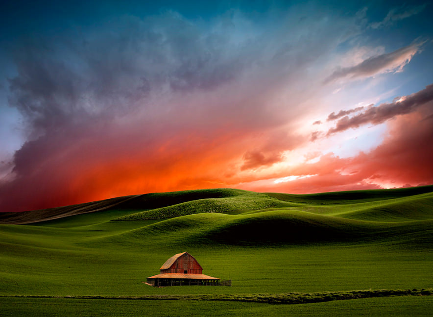 Dunes anciennes pittoresques dans la région de Palouse, États-Unis ...