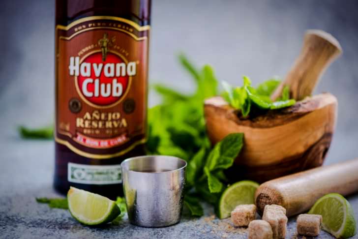 Bottle of Havana Club rum. Established in 1878 in Cuba, Havana Club is the world's No.3 international rum brand.