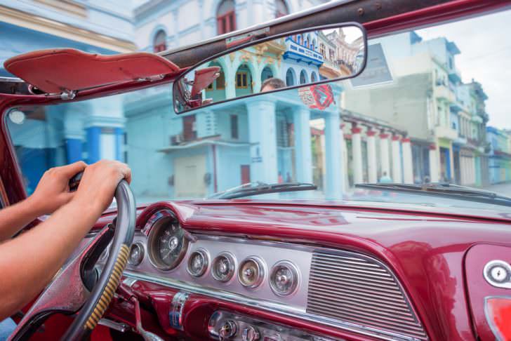 Inside Old Car in Havana, Cuba
