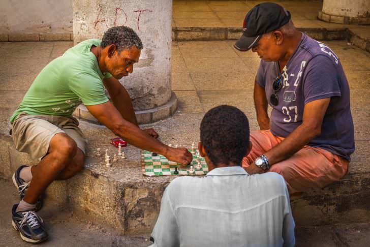 Playing chess in street, Old Havana, Cuba.