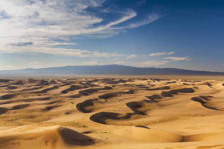 Beautiful view of the dunes of the Gobi Desert. Mongolia