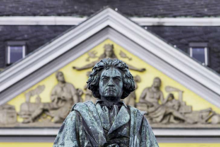 Beethoven Monument in front of the old Post of Bonn, Germany