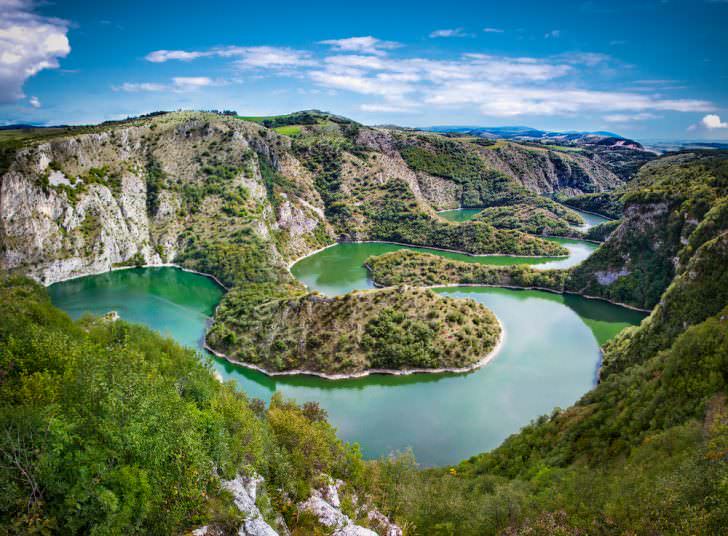 Meanders at rocky river Uvac gorge, Serbia