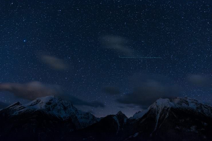 Night sky above mountains in Ramsau, Germany