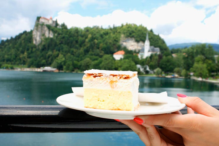 Traditional Slovenian dessert - cream cake called Kremsnita