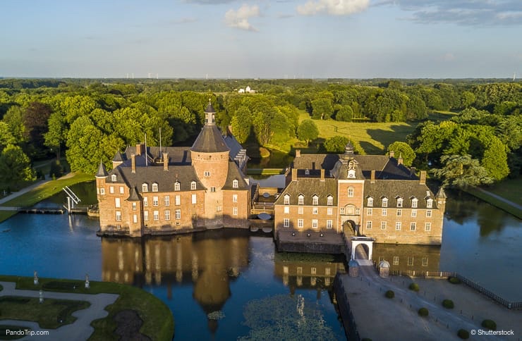 Aerial Drone View of Anholt castle, Germany