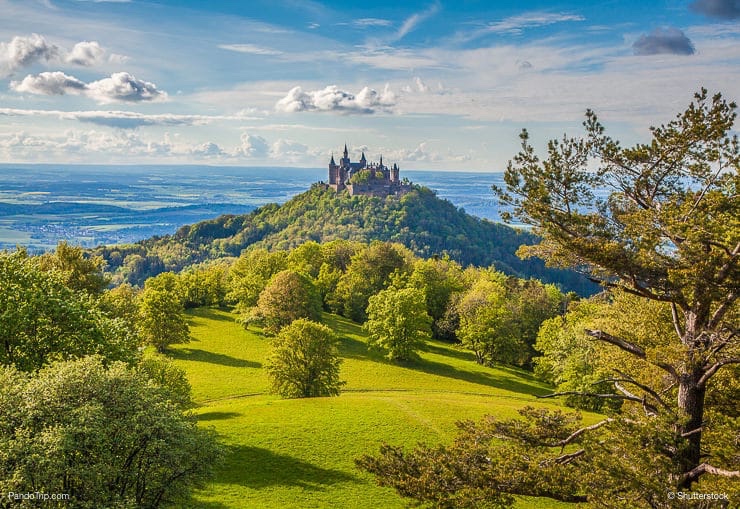 Aerial view of famous Hohenzollern Castle in Germany