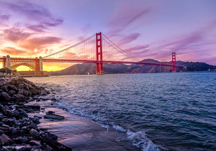 Amazing Sunset over Golden Gate Bridge, San Francisco