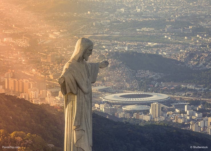 Christ The Reedemer Statue looking at Maracana Stadium in Rio de Janeiro