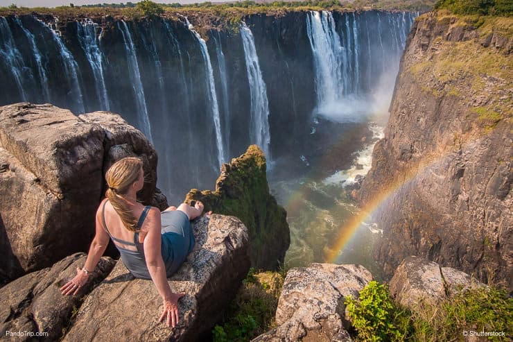 Girl looking at Victoria Falls