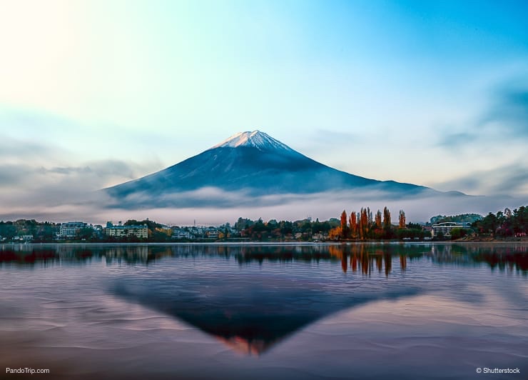 Mount Fuji Reflection on Lake Shojiko in the early morning