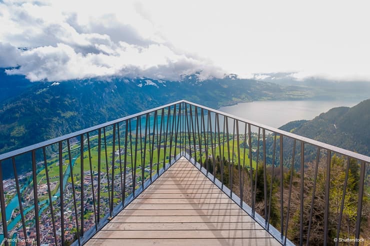 Aerial view of Interlaken and Swiss Alps from Harder Kulm View point