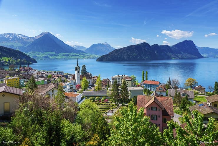 Brienz town on Lake Brienz by Interlaken, Switzerland