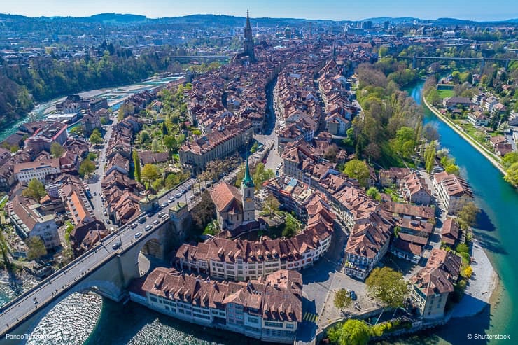 Drone view of the Bern old town