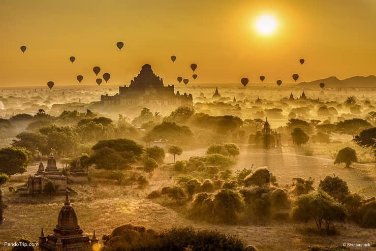 Air balloons above Bagan in Myanmar