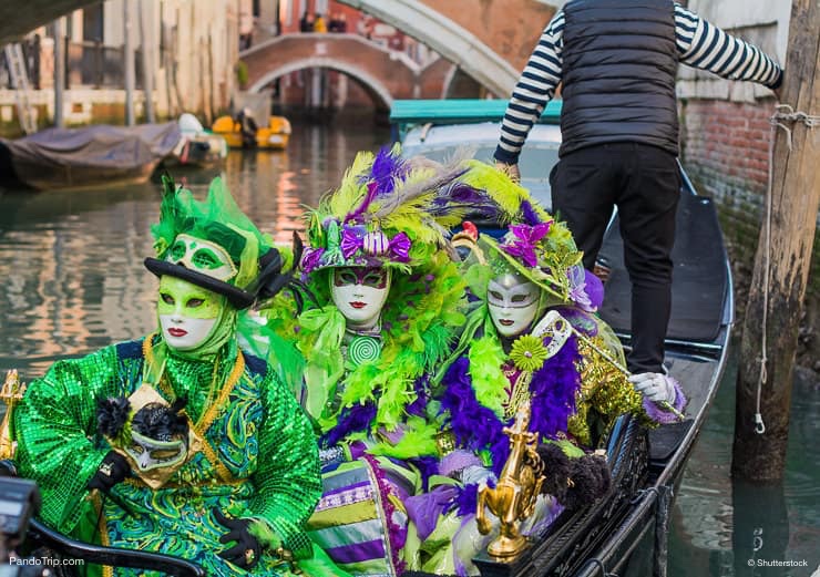 Beautiful masks in gondola at the Carnival of Venice