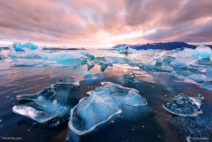 Icebergs in Jokulsarlon glacial lagoon. Vatnajokull National Park. Iceland