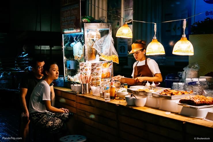 Night street food market in Bangkok, Thailand
