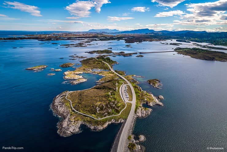 Atlantic Road in Norway. Aerial drone shot