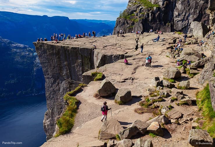 Cliff Preikestolen at fjord Lysefjord, Norway