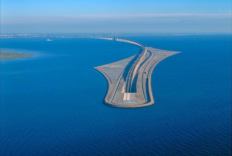 The Oresund Underwater Bridge which links Sweden with Denmark