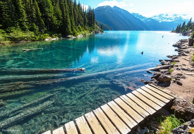 Turquoise waters of Garibaldi Lake near Whistler, BC, Canada