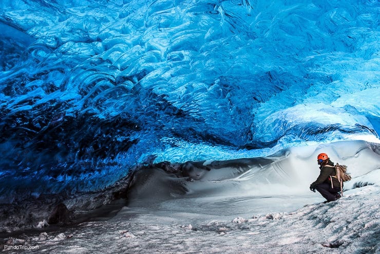 Inside an ice cave in Vatnajokull, Iceland
