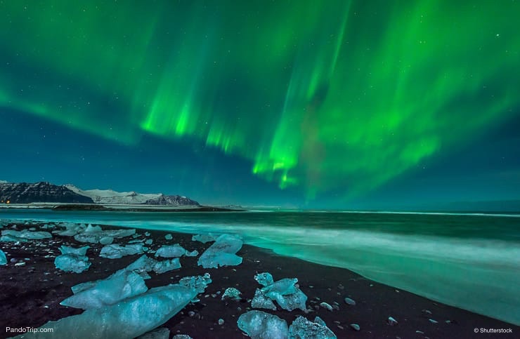 Northern Lights near Jokulsarlon, Iceland
