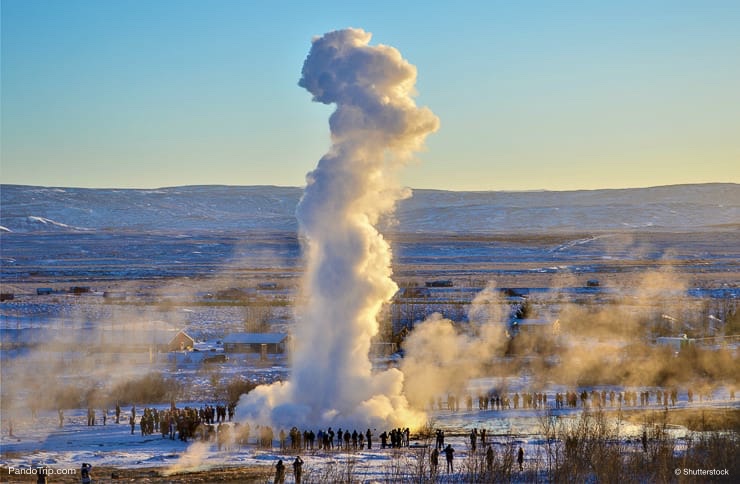 The Great Geysir Eruption in Iceland