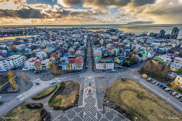 View of Reykjavik from the top of Hallgrimskirkja