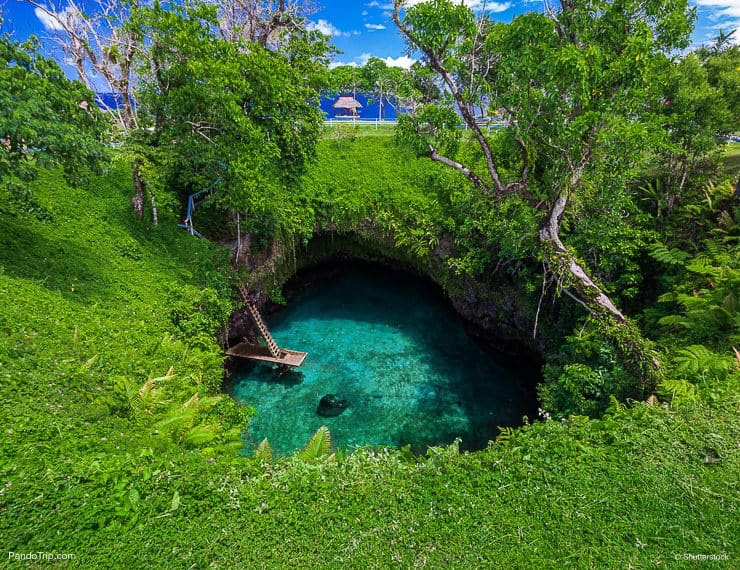 Aerial Drone View of To-Sua Ocean Trench at Upolu island, Samoa