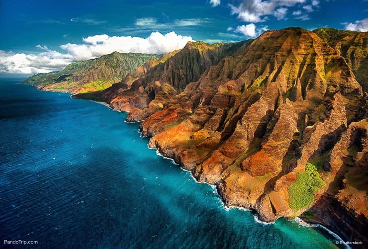Aerial View Drone View of Na Pali Coast, Kauai, Hawaii