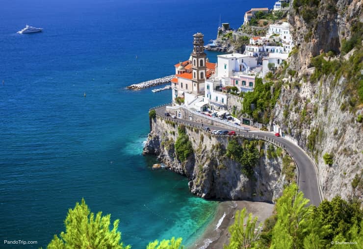 Street leading to Atrani, a small fishing village on Amalfi coast, Italy