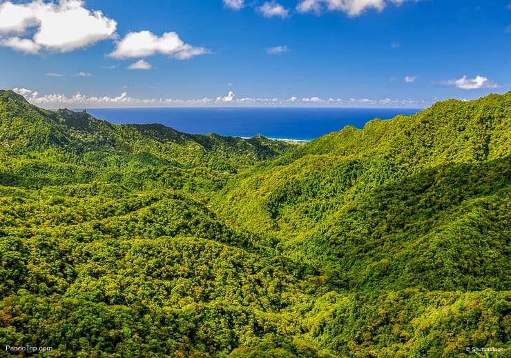 The Needle on Rarotonga, the main island of the Cook Islands. The viewpoint can be reached through hiking the Cross Island Walk