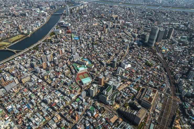 The view of Tokyo city from the top level of Tokyo Sky Tree, Japan