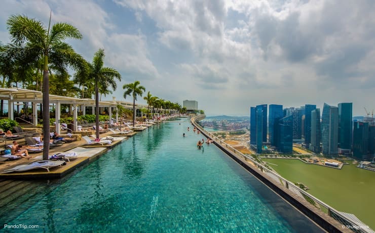 Rooftop infinity pool at the Marina Bay Sands Hotel in Singapore