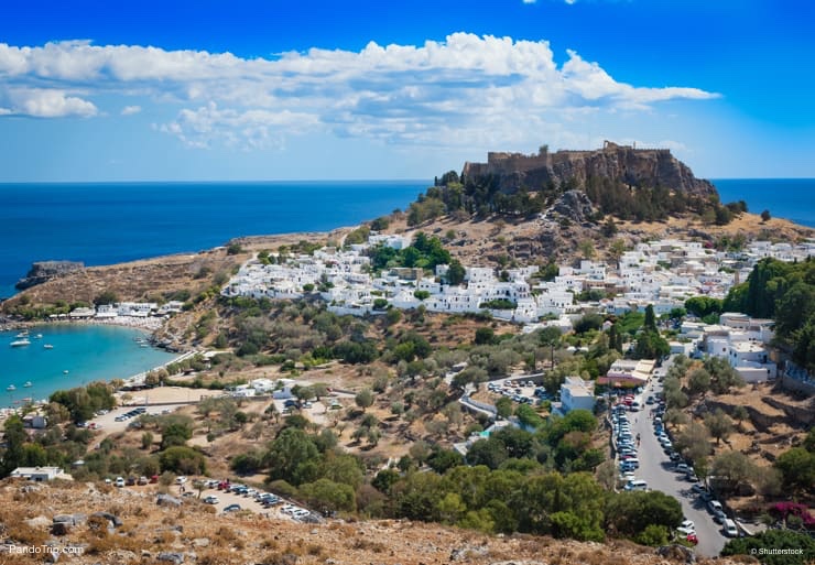 Aerial view of Lindos, Rhodes, Greece