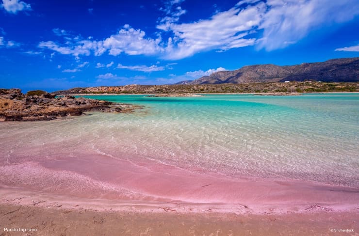 Elafonissi beach, famous for its pink sand, near Chania Town, Crete island, Greece