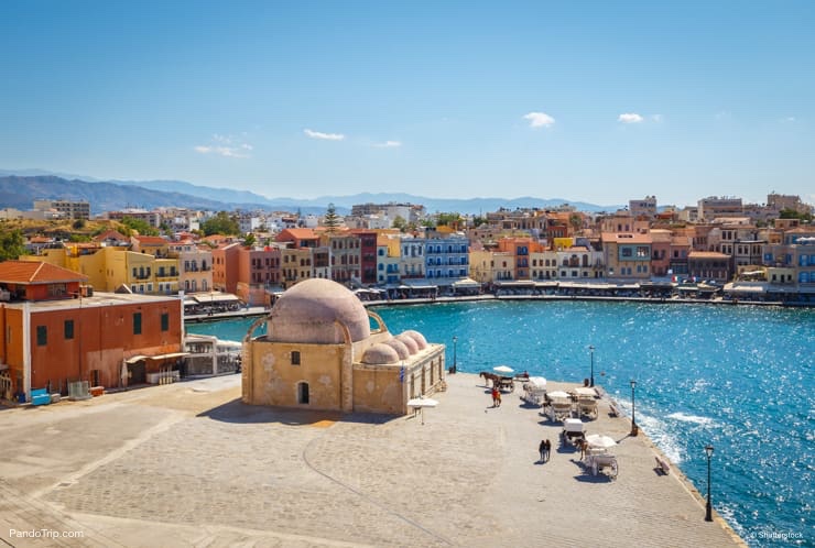 Famous Old Venetian Harbour in Chania, Crete, Greece