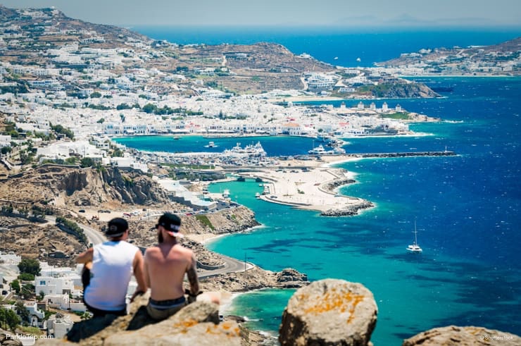 Overlooking the old town of Mykonos, Greece