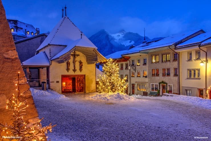Christmas Gruyeres village in Switzerland