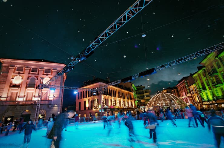 Ice rink at Piazza Grande in Locarno, Switzerland