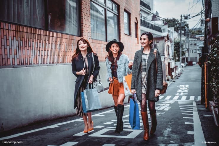 Japanese women shopping in Tokyo. Winter sales