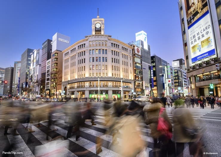 The Ginza District, a place for high end retail shopping in Japan during winter sales