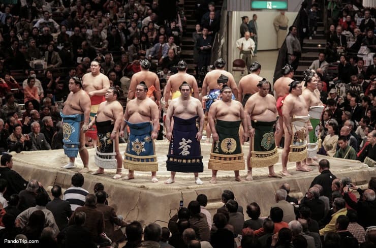 Highly ranked sumo wrestlers during the Tokyo Grand Sumo Tournament