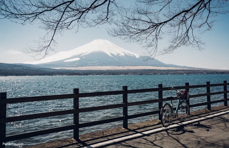 View of Fuji mountain and Yamanaka-ko Lake