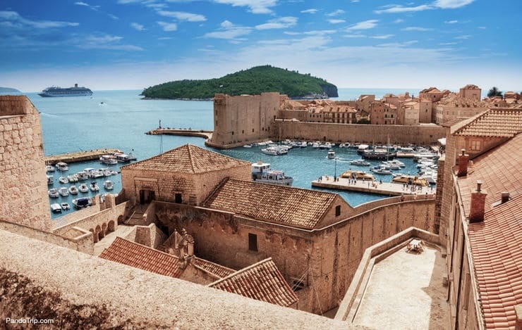 View from the old city walls to Dubrovnik port
