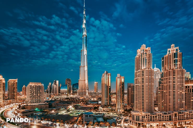 Burj Khalifa at night in Dubai