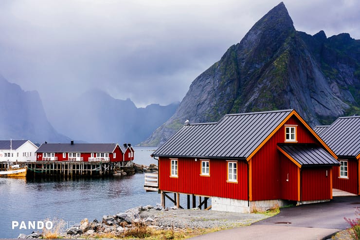 Red Rorbuer houses in Hamnoy, Norway